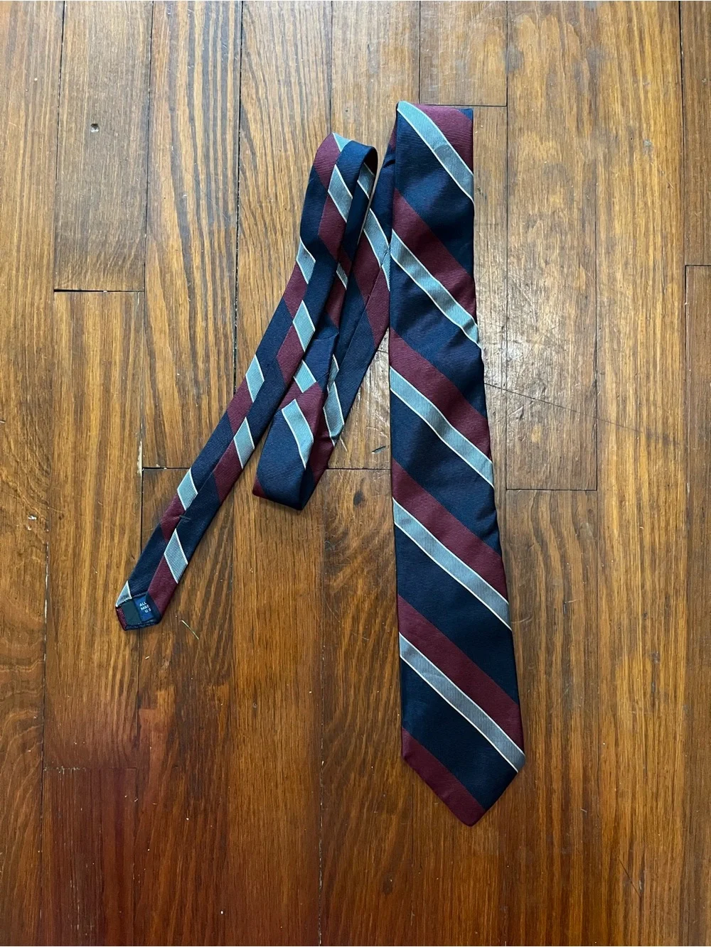 Jos. A. Bank Navy, Burgundy and Silver Diagonal Stripe Tie